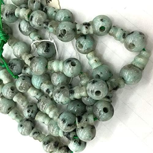 1 strands natural black dot green sesame jade pagoda tee three links buddha head tibet guru barrel big hole beads size: 10mm+6x8mm (10 sets/lot) 04231