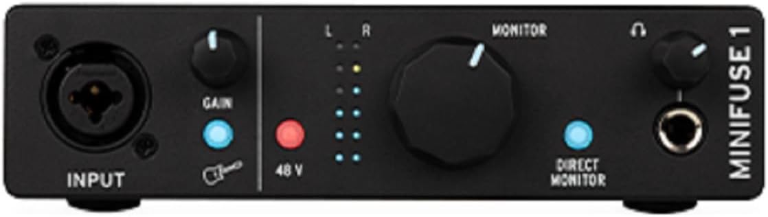 Arturia MiniFuse 1 Audio Portable Interface, USB Compatible with Midi Keyboard and Controller Bundle with 3.5 3.5-Inch Studio Monitor (Pair) and 6-Feet 1/4 Inch TRS Cables (4 Items)
