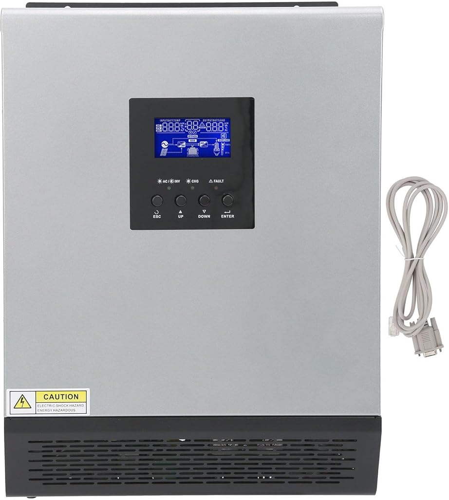 3KVA 2400W 120V Stainless Steel Solar Inverter with Inverter,Pure Sine Wave Solar Power Inverter Mode with 50A Solar Charger & 30A AC Charger 24V LeadAcid Sealed GelAGM Battery
