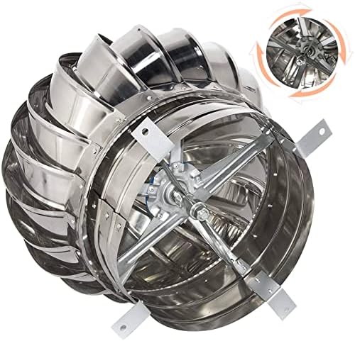 Roof Wind Turbines Cap Vent Round, Stainless Steel Exhaust Cap Roof Flue Vent 15.7
