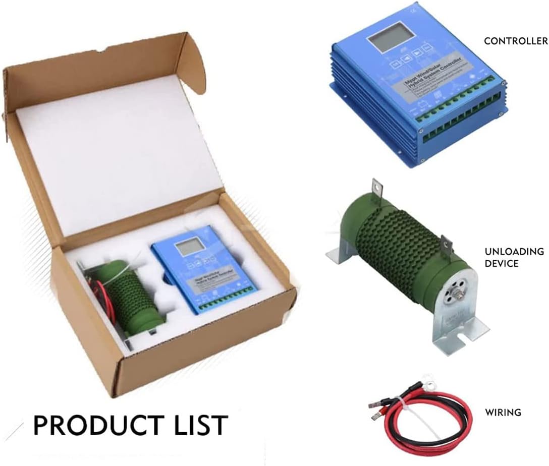 2000W/4000W/6000W MPPT Solar Charge Controller 12V/24V/48V Intelligent Identification Buck Wind Hybrid System Charge Controller Solar Panel Battery Regulator with LCD Display,6000W-24V