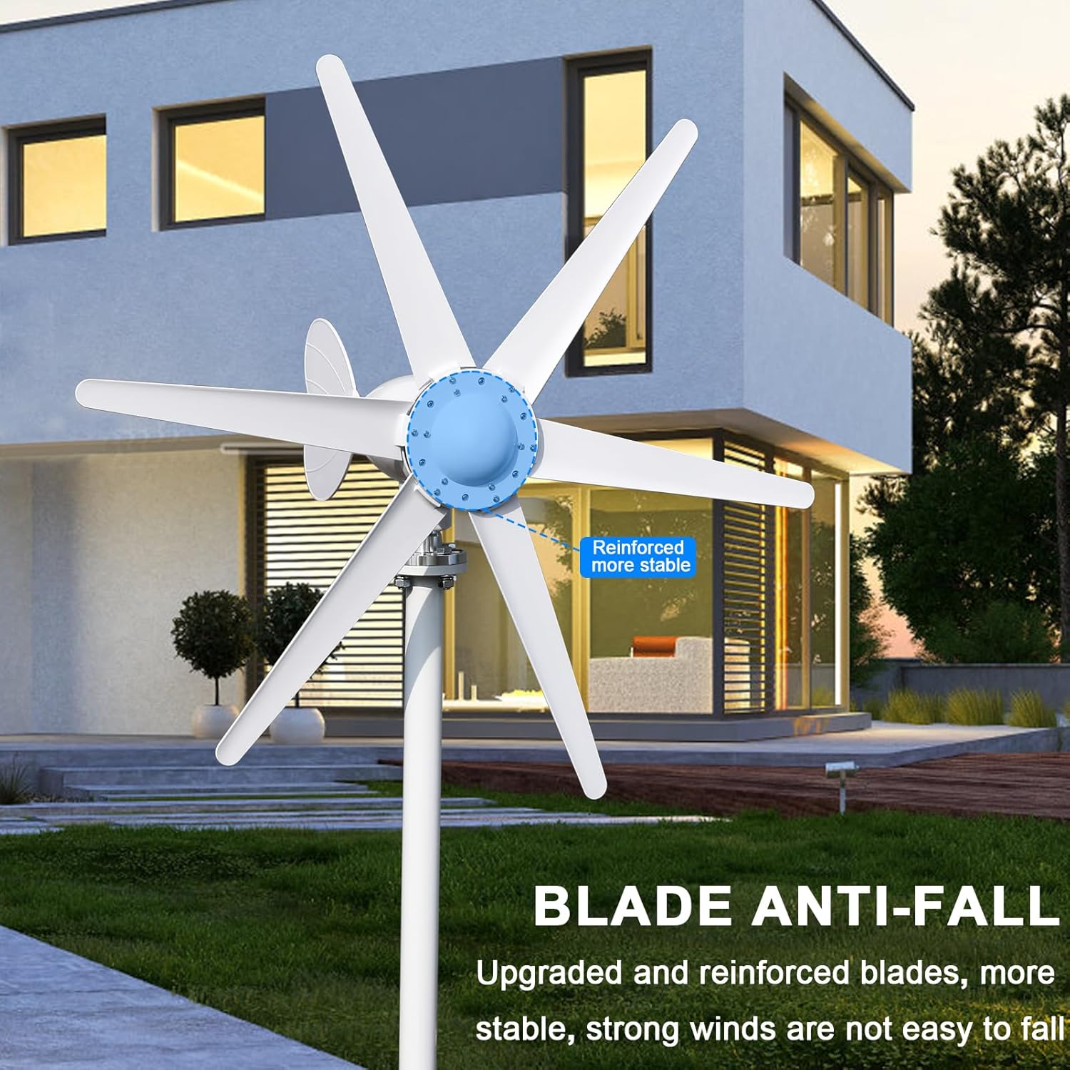 Wind Turbine Generator Kit 800W 12V with 6 Blade,Wind Power Generator for Marine, RV, Home, and Off-Grid Use,Easy to Install Industrial Wind-Power Generator White