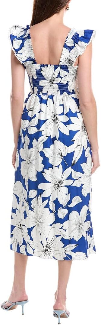 Anne Klein Womens Smocked Ruffle SLV Tiered Midi