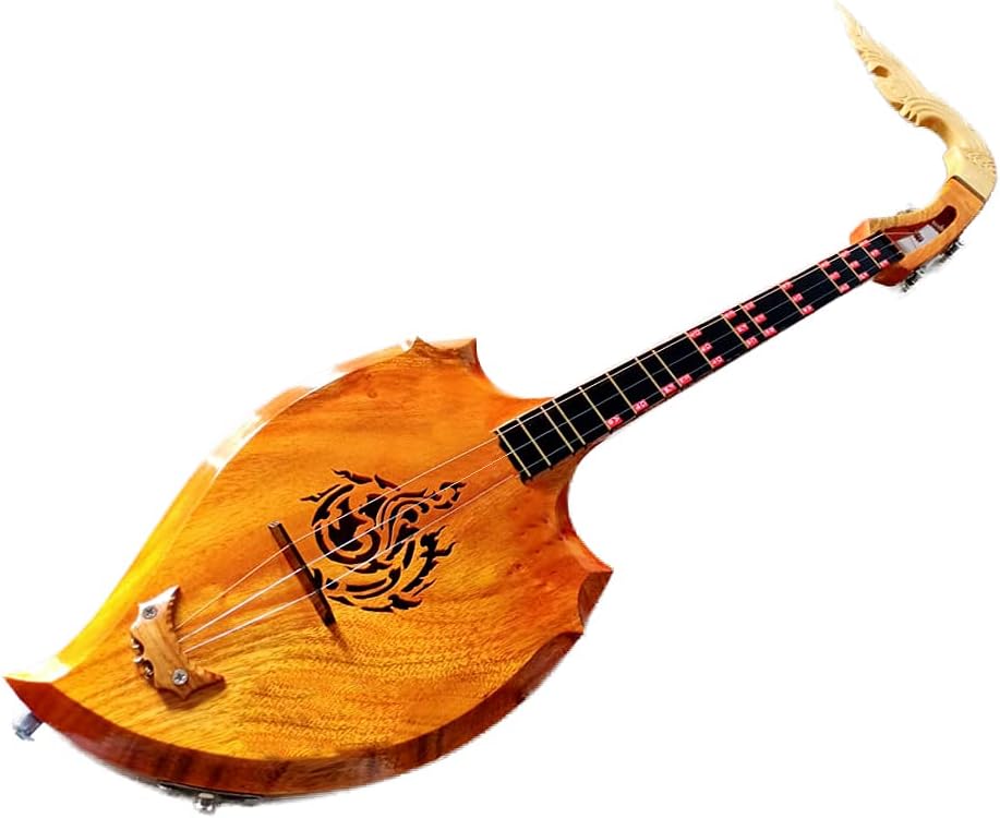 Isarn Acoustic Phin 3 Strings, Isan Thai Lao Guitar Musical Instrument, Traditional Thai Classical Musical Pin92