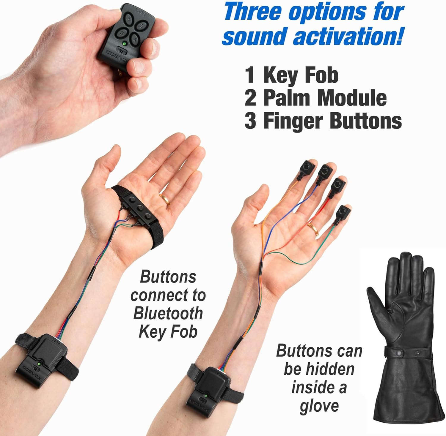 Cosplay Sound Glove Wireless Bluetooth Sound Effects Module. Bring Cosplay Props to Life and Interact with Voice Lines, Sound Effects & Music. Download MP3 Audio or use The Voice Changer. 16MB