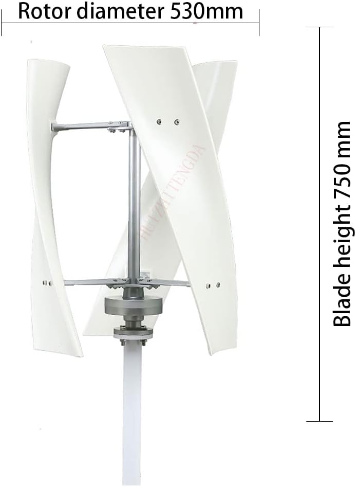 Vertical Wind Power Turbine Generator, 4000W 12V 24V 48V Three-Phase AC Permanent Magnet Generator 3 Blades W/Controller Suitable for Wind Turbine Systems