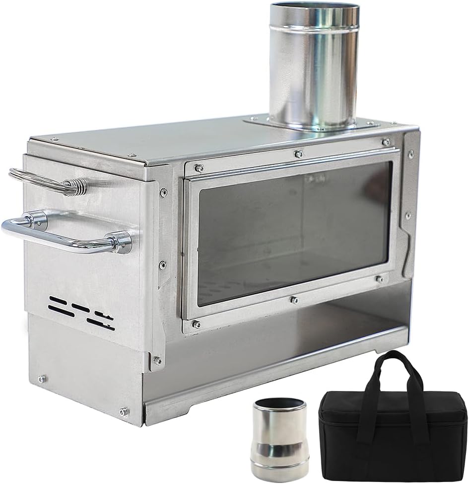 Camping Rocket Stove Wood Burning Stove Safe Effective Stainless Steel Construction Compact Packed Size Patio Fireplace Outdoor Fire Pit