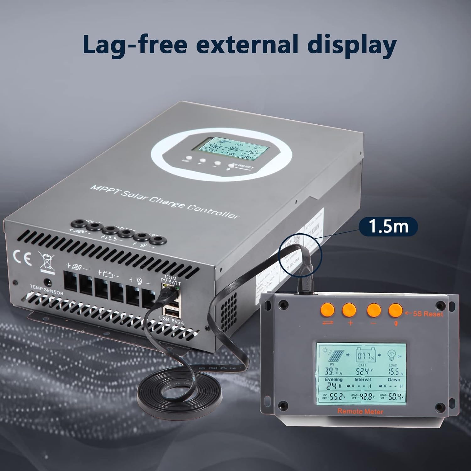 100A MPPT Solar Charge Controller 12V/24V/36V/48V Auto, PV 150V Max Input, 100A Solar Panel Regulator, 5000W Max Input Power, AGM/Gel/Flooded/Lithium Battery Compatible