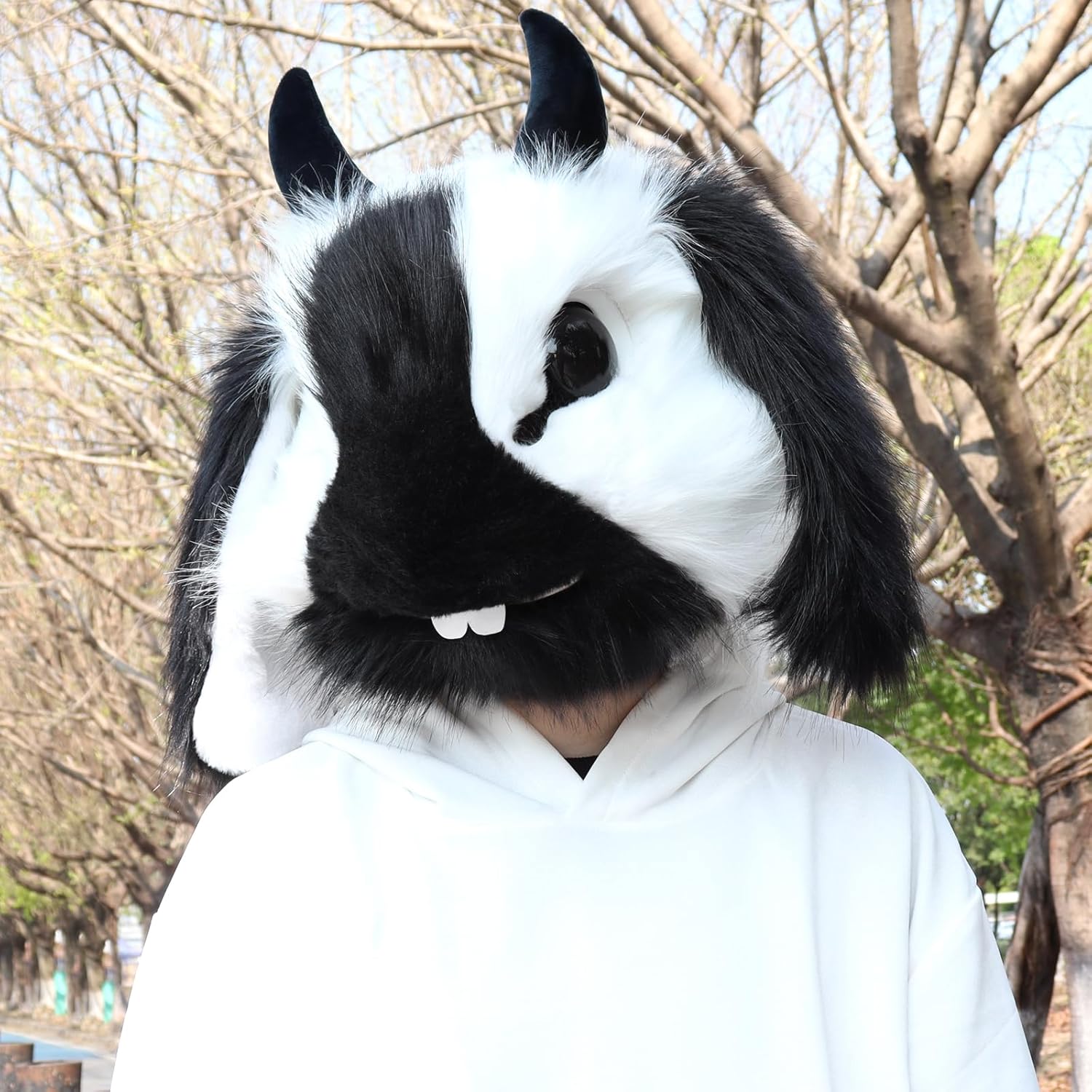 Furry Fursuit Bunny Head Mask Handmade Animal Anime Cosplay Costume Accessory for Easter Halloween