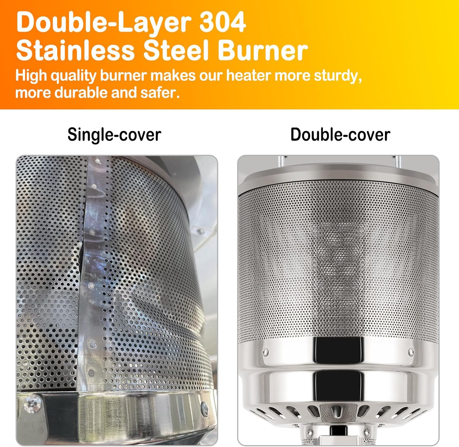 Hykolity 50,000 BTU Patio Heater with Sand Box, Table Design, Double-Layer Stainless Steel Burner, Wheels, Tip-over Protection System, Outdoor Heater for Home and Residential, Brown