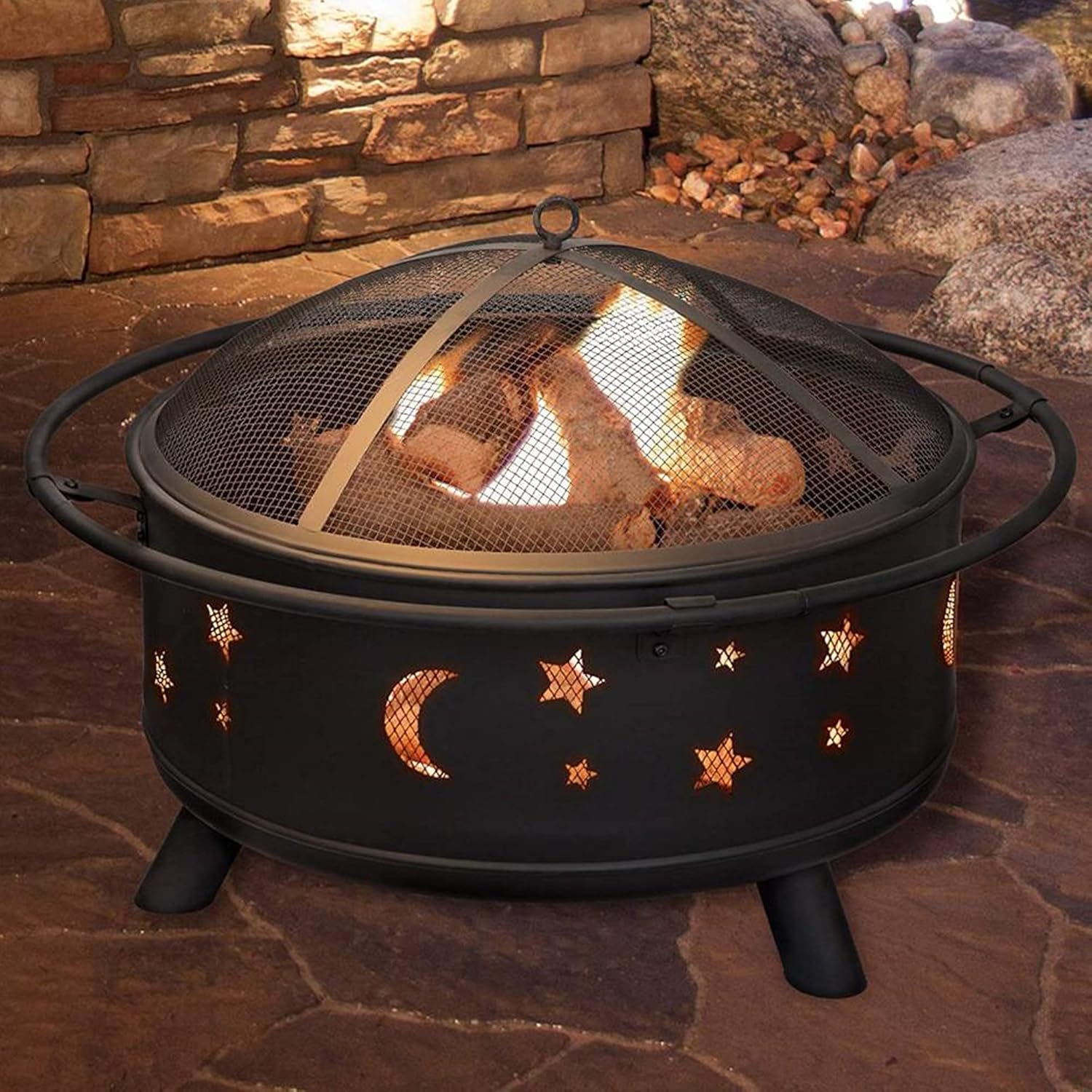 Creativity Fire Pits & Bowls, Outdoor Heaters & Bonfire Fire Pits, w/Spark Screen, Portable Wood Burning Fire Pits