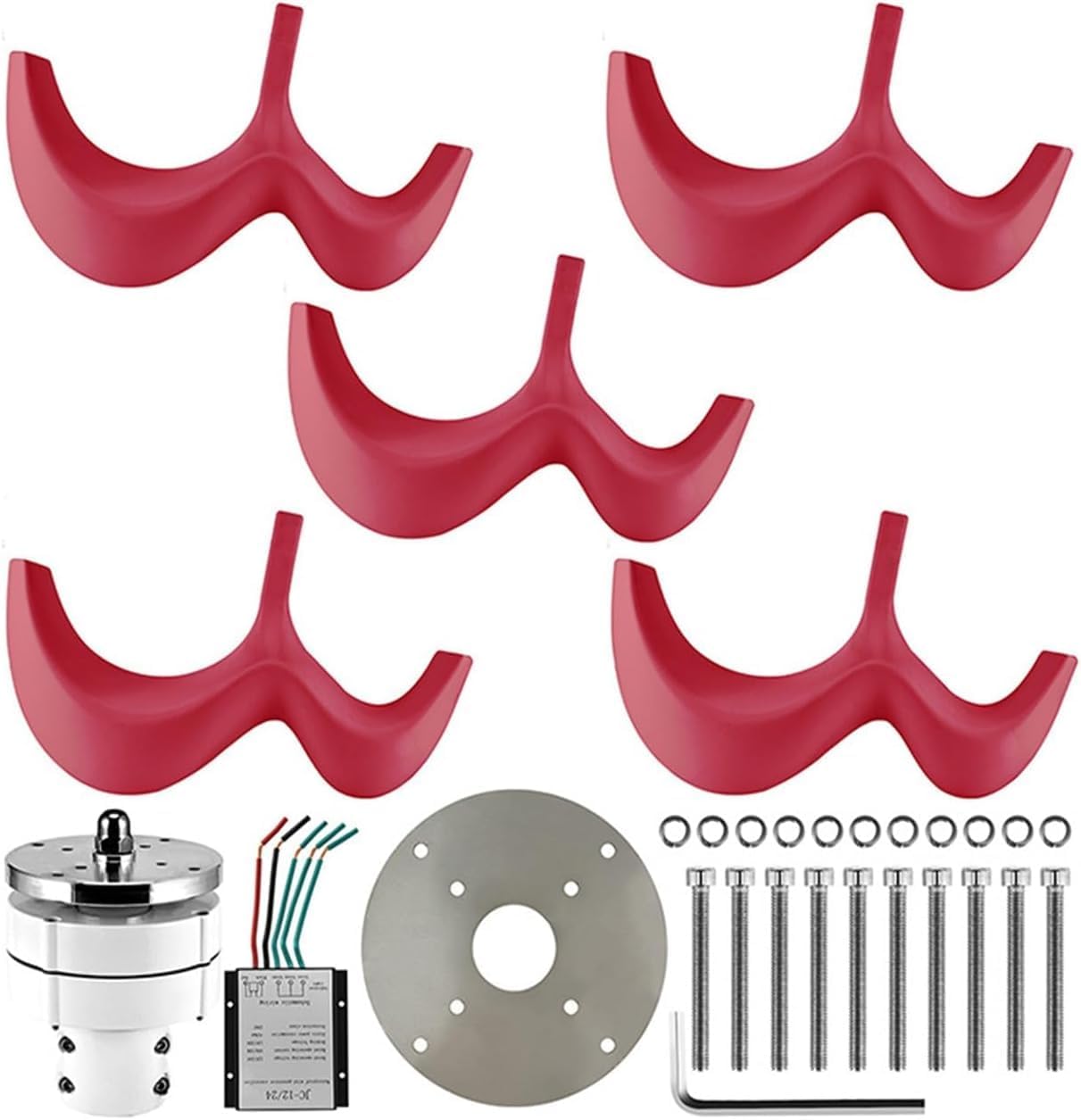 CHRISK 5000W Hoist Type Wind Turbine Generator Kit Wind Turbine with Controller+2000W Inverter+100W *2 Solar Panel Vertical Axis Power Generation