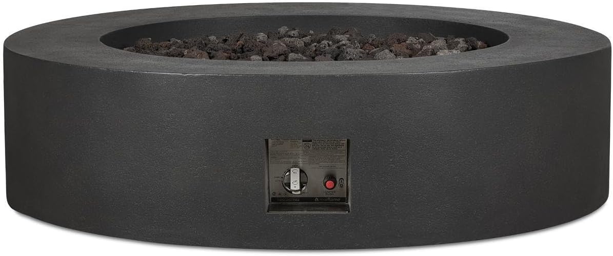 BBQGuys Signature La Valle 43-Inch Round Propane Fire Table - Carbon - 1593LP-CBN