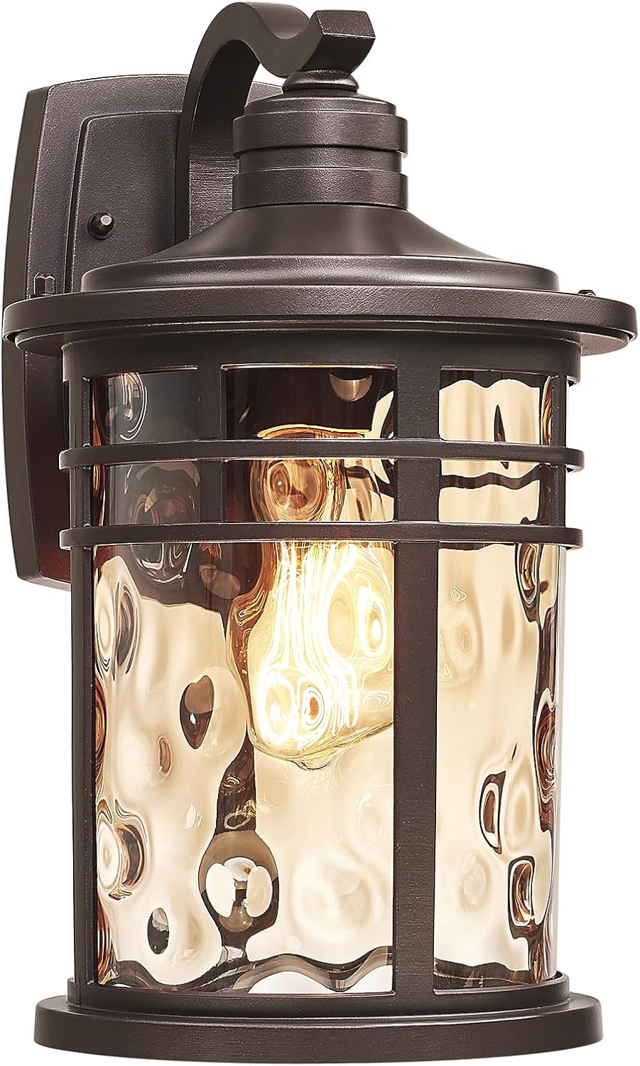 Darkaway Outdoor Wall Light Fixture,14.57inch Large Outside Porch Lights Wall Mounted Amber Ripple Glass Modern Exterior Waterproof Wall Sconce Lighting for House Front Door Garage