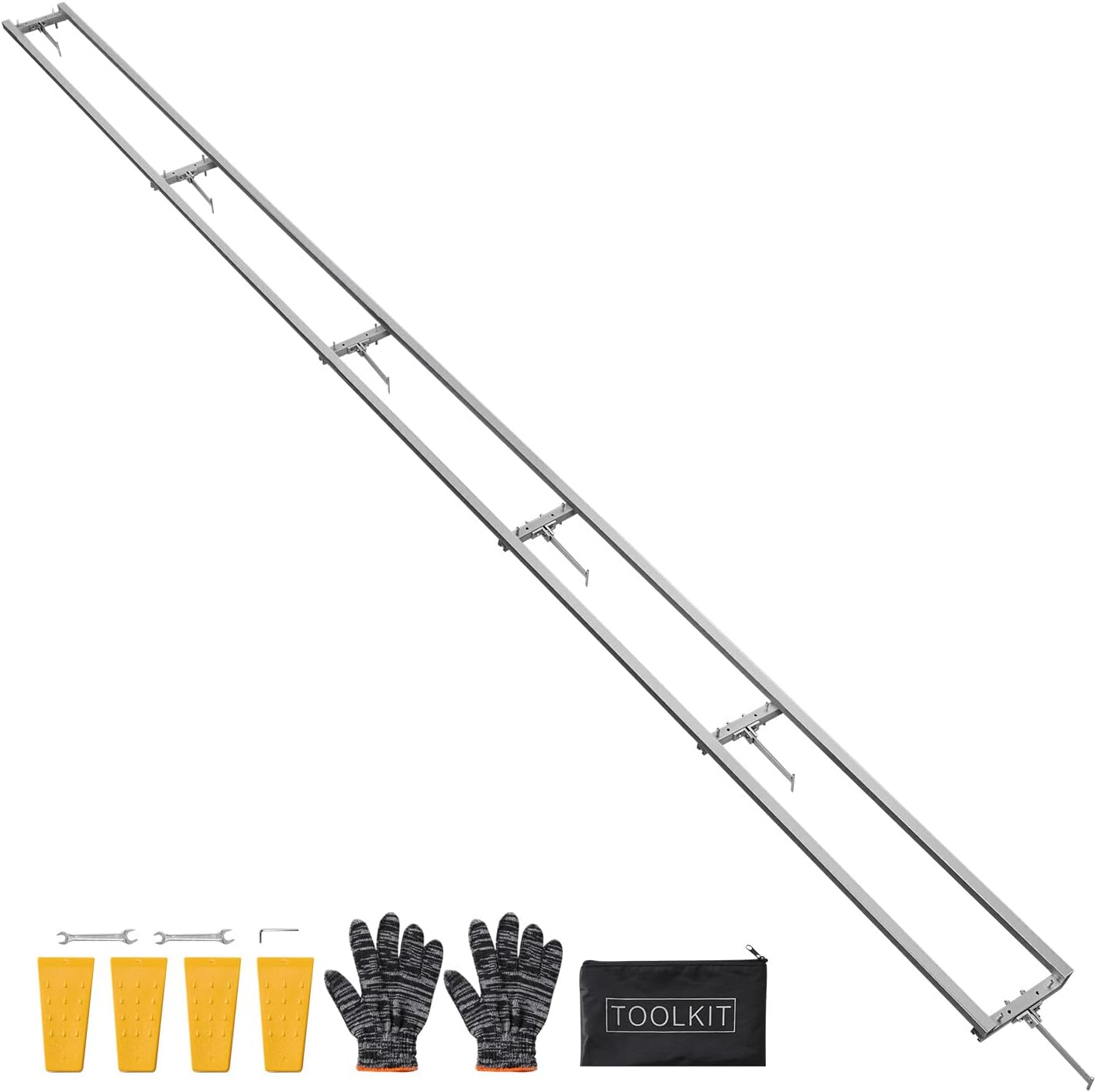 VEVOR Rail Mill Guide System, 15 ft 6 Crossbar Chainsaw Mill Kits, Aluminum Saw Milling Rails System Works with Chainsaw, 4 Wedges, Adjustable Rail Milling Guide Kit for Builders Woodworkers