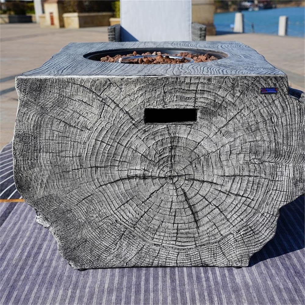 Modern Gray Aluminum Stone Propane Patio Outdoor Fire Pit Table