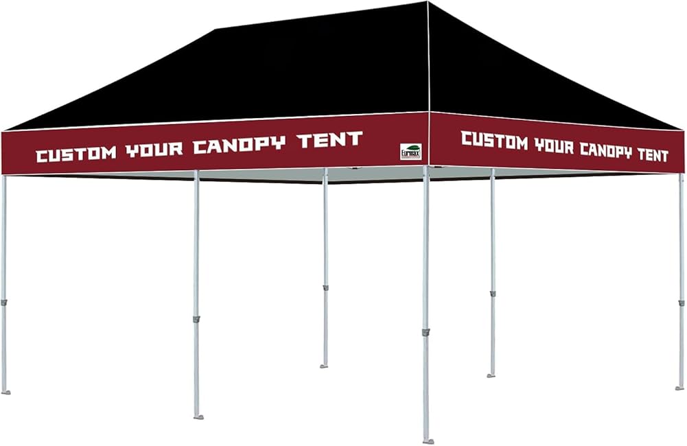 Eurmax USA 10x20 Beyond Pop up Canopy Custom Tent Imprinted Fair Vendor Tent with Your Logo Bonus Roller Bag