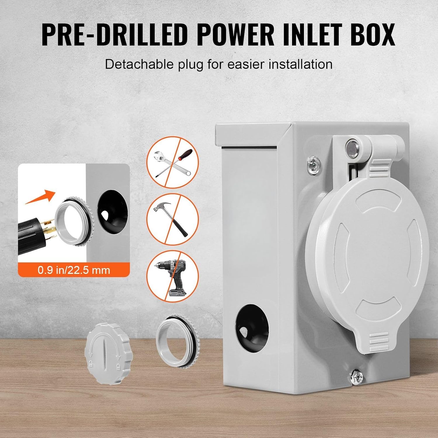 30 Amp Generator Cord and Power Inlet Box Kit, 25 FT, NEMA L14-30P/L14-30R STW 10 AWG Generator Power Extension Cord with Twist Lock Connector, Pre-Drilled Inlet Box for RV Outdoor, ETL Listed