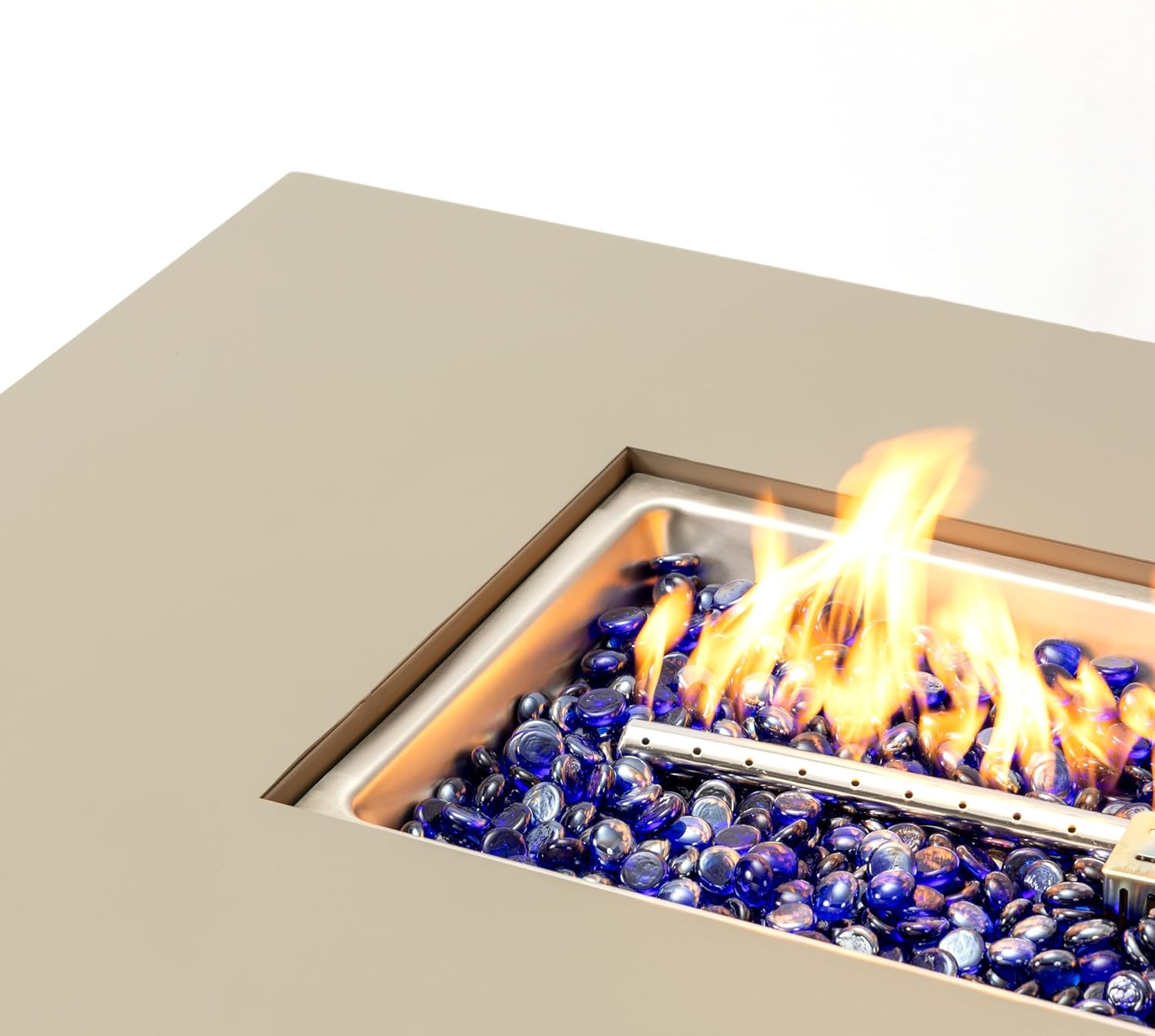 48 Inches Black Wood Grain Fire Pit Table for Living Room – Outdoor/Indoor Use, Elegant Design, Patio, Deck, Backyard Gatherings (1 Doors)