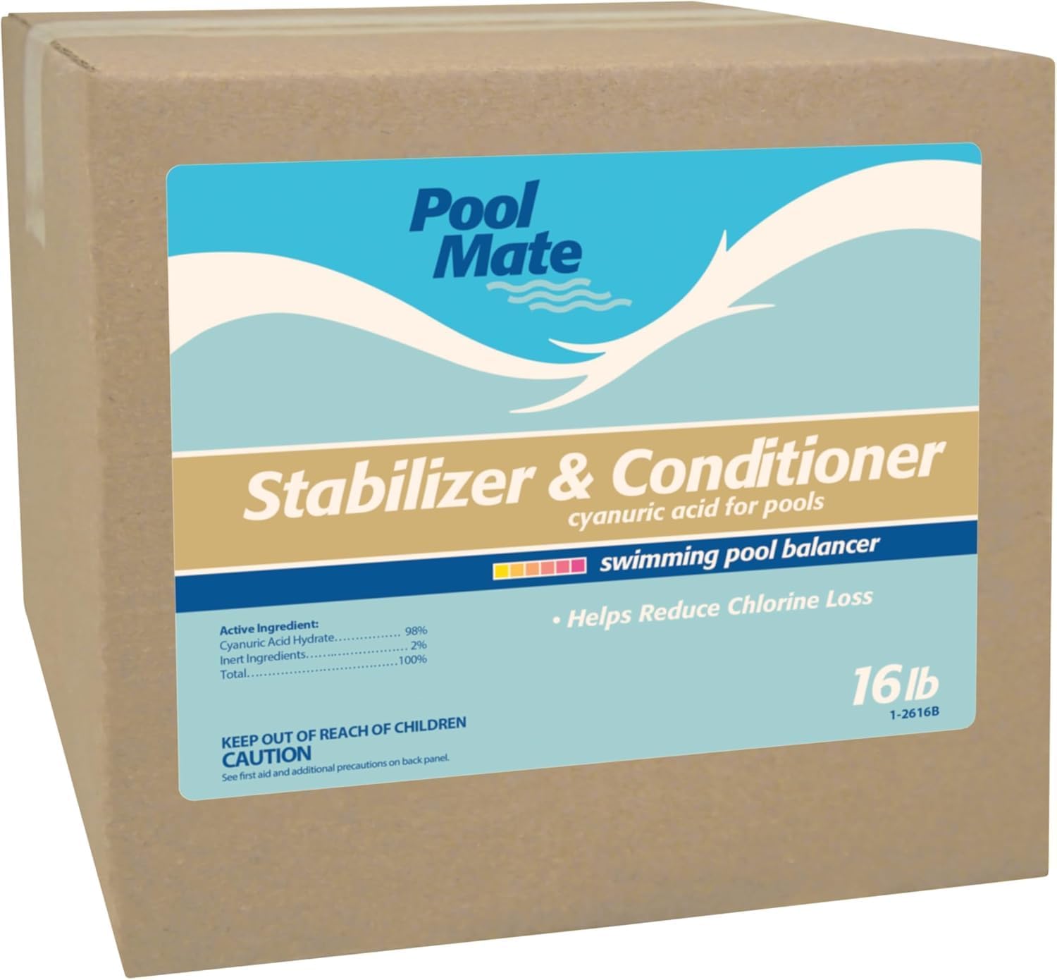 Pool Mate 16-Pounds Premium Pool Stabilizer and Conditioner, Concentrated Cyanuric Acid for Pools, Helps Chlorine Last Longer