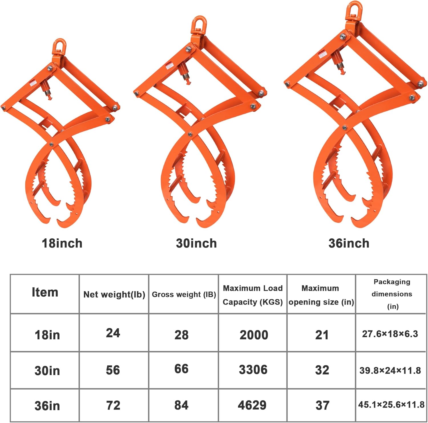 18 inch Automatic Log Lifting Tongs, Upgraded Auto-Grip/Release Heavy-Duty 4 Claw Log & Rock Tongs, Timber Claw Hooks Tools for Dragging & Lifting Logs Used as Tractor, ATVs and Trucks Accessories