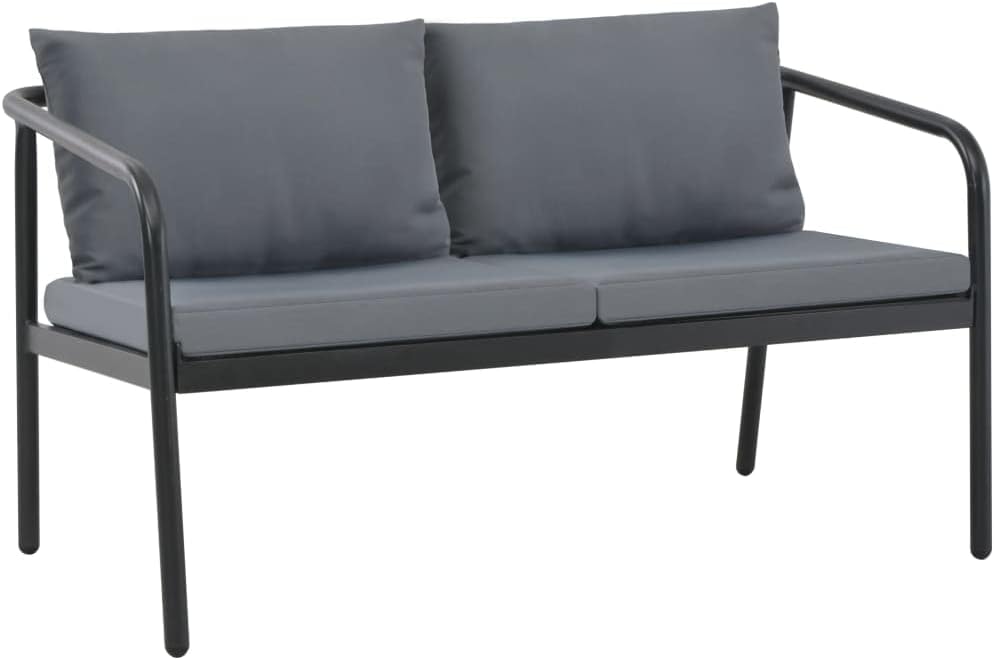 2 Seater Patio Sofa with Cushions Gray Aluminum,Premium 2Seater Patio Bench for Convenient Relaxation Patio Furniture & Accessories, Outdoor Seating