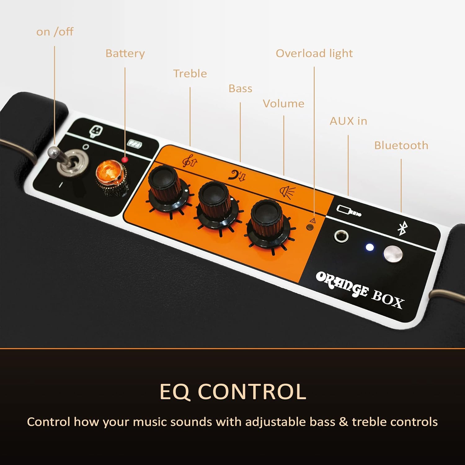 Orange Box - Portable Bluetooth Speaker Delivering Studio Audio Sound, 15M Range, 50W RMS Power, Long Battery Life, iOS & Android Connectivity - Great for Picnics, Festivals, BBQs and Holidays​