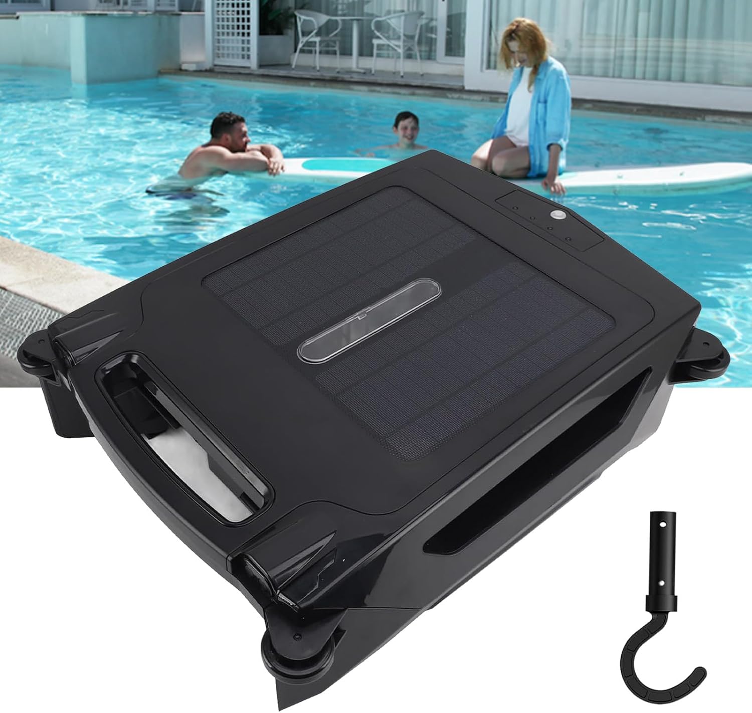 Automatic Solar Robotic Pool Cleaner - Auto Avoidance & Escape Function + 2 Cleaning Modes + Brushless Motors, Cordless Pool Skimmer for Cleaning Pools up to 80m²