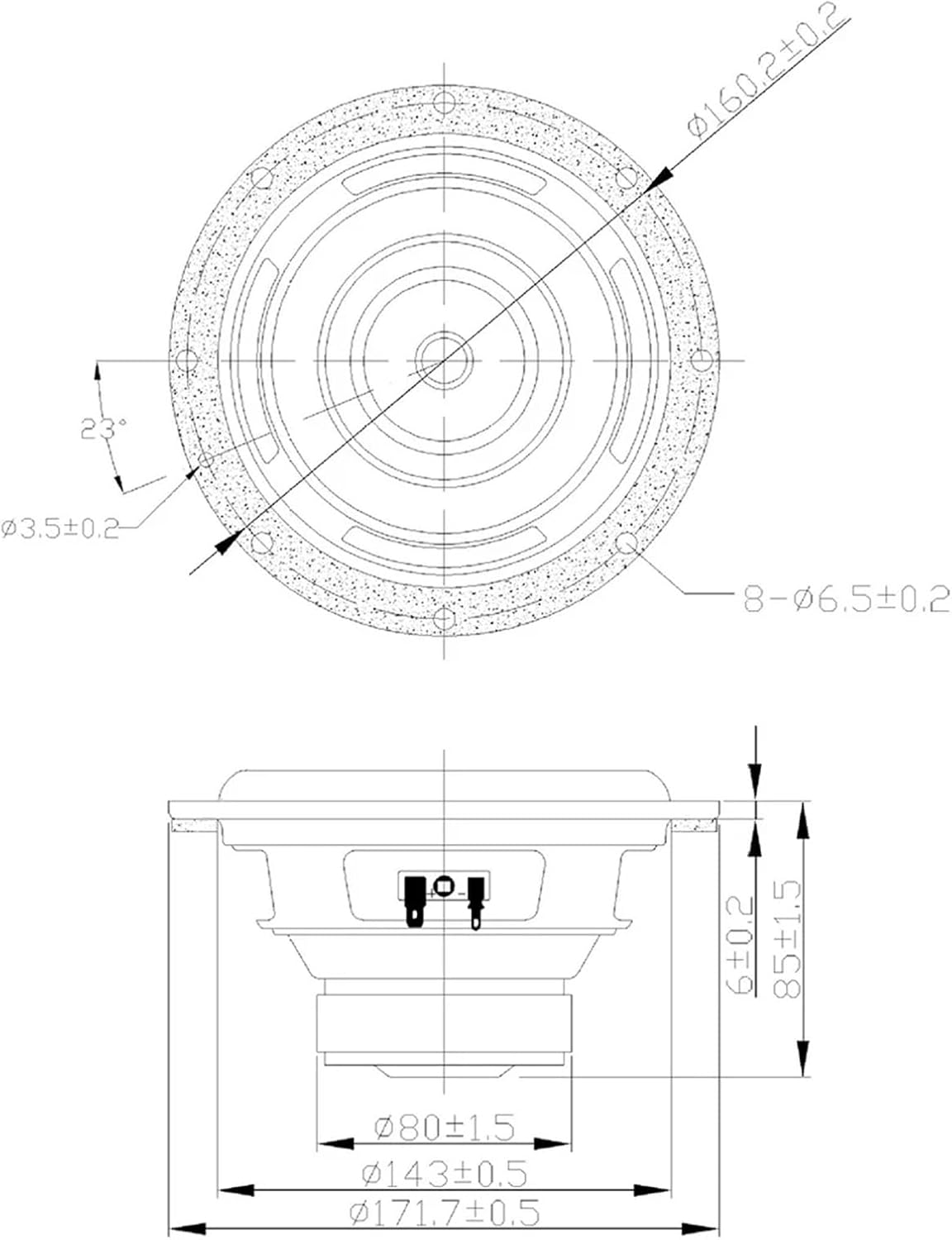 1 pcs 6.5 Inch 4 Ohm 50W Midrange Bass Speakers Round Paper Rubber Edge IPX5 Waterproof