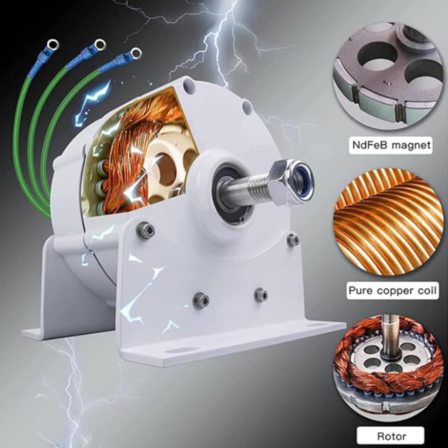 48v,BAOJUHUIKANG 5000W Permanent Magnet Generator 12V 24V 48V 220V 450Rpm AC DC Permanent Magnet Alternator Motor with Controller for Wind Water Turbine(with Base)