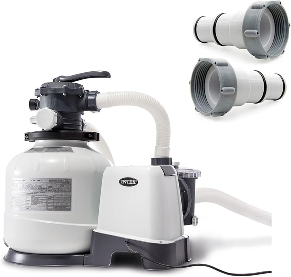 Intex 2800 GPH Above Ground Pool Sand Filter Pump Bundled with Threaded Hose Adapter (Pair)