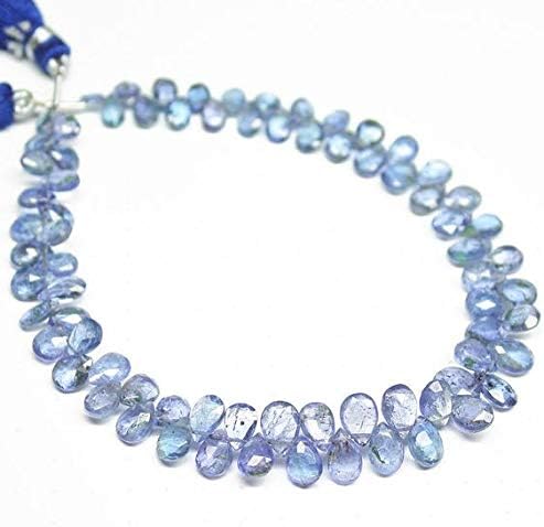 natural tanzanite faceted pear drop gemstone craft loose beads strand 8