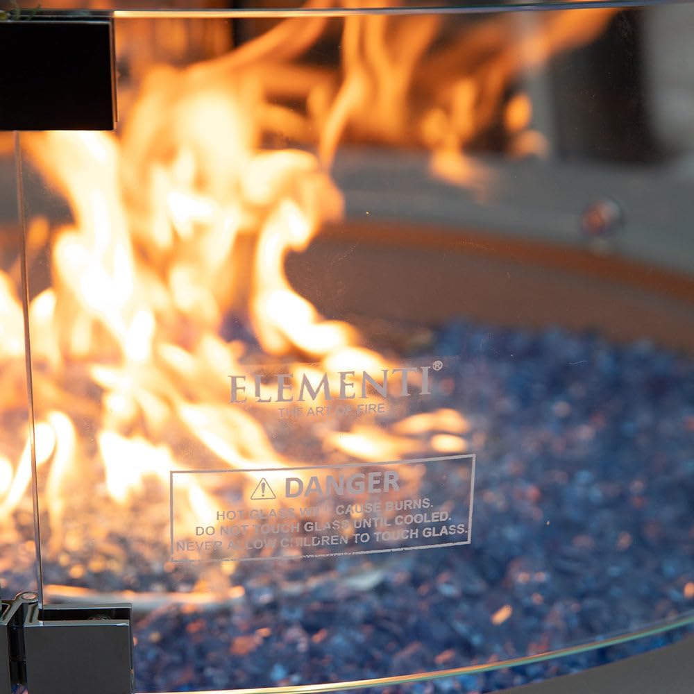 Elementi Plus Glass Wind Screen Outdoor Firepit Bowl Wind Guard Round Clear Fire Pit Glass Guard Fireplace Screen Tempered Glass Wind Shield Firepit Accessories - 25.4 x 25.4 Inches