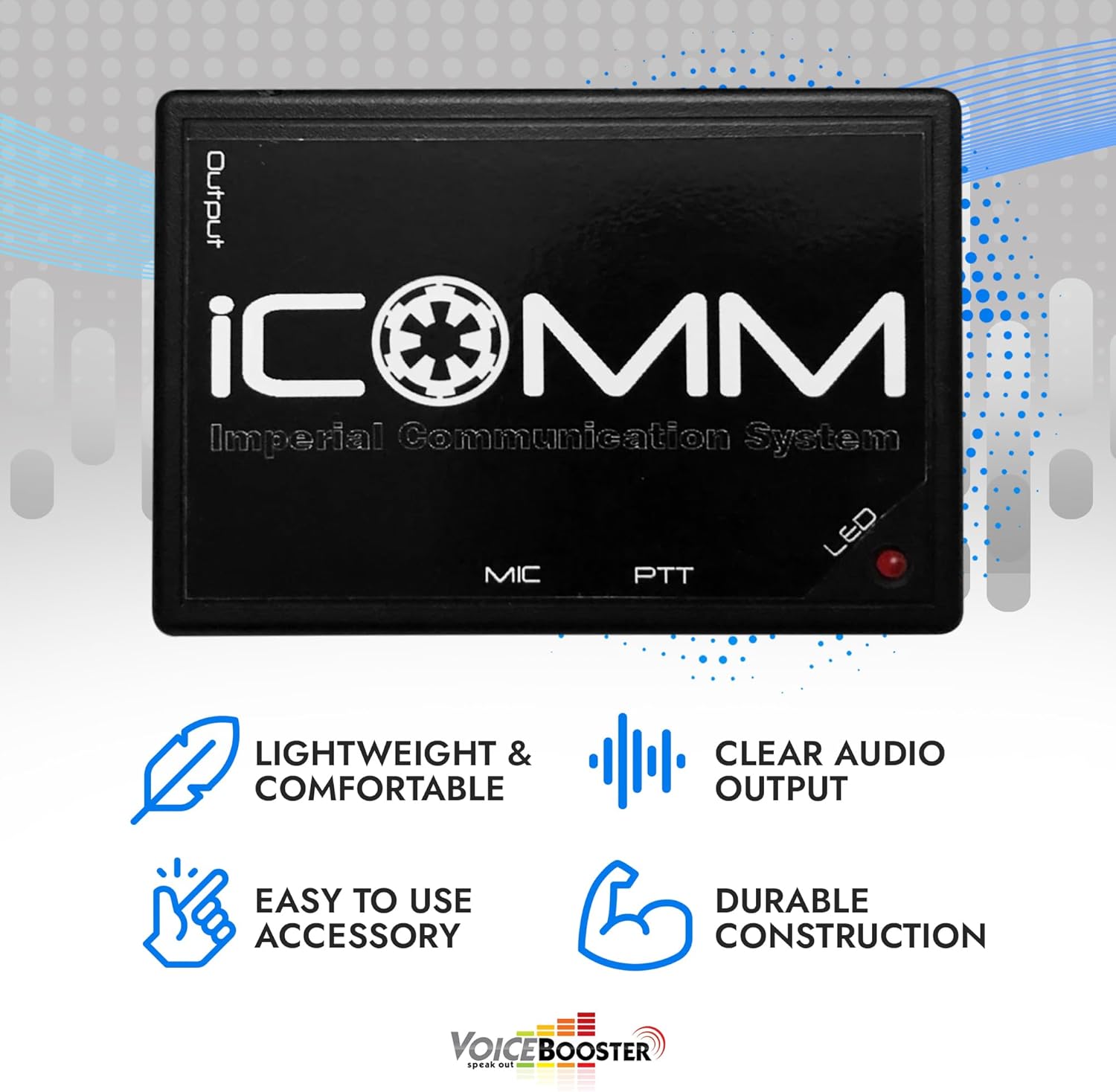 Voicebooster Speak Out Icomm - Imperial Communication System - Plug and Play System with 8 Random Static Burst Effects -Voice Activated or Push-to-Talk – Compatible with VoiceBooster MR1506 Amplifier