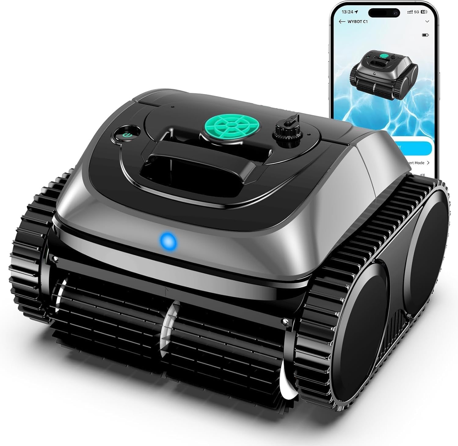 (2025 Upgrade) WYBOT Pool Vacuum for Inground Pools, 4-in-1 Cordless Robotic Pool Cleaner for Above Ground Pools, Triple-Motor up to 1,614 Sq.ft, Wall & Waterline Cleaning, WiFi & Bluetooth Connect
