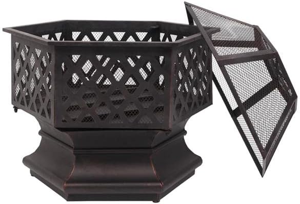 22'' Multifunctional Fire Pit Table 6 Corners Metal Firepit Stove Backyard Patio Garden Fireplace for Camping, Outdoor, and Picnic (22 inches)