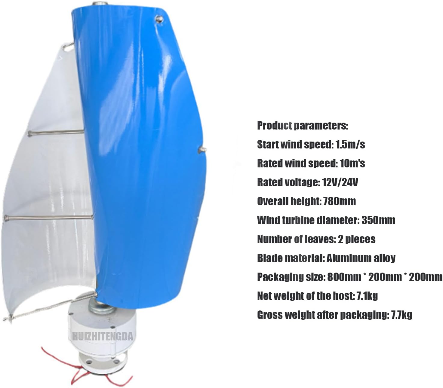 2 Blades Spiral Wind Generator,2000W 12V 24V 48V Vertical Axis Wind Turbine with Wind Controller Applicable to Wind and Solar Power Generation Systems