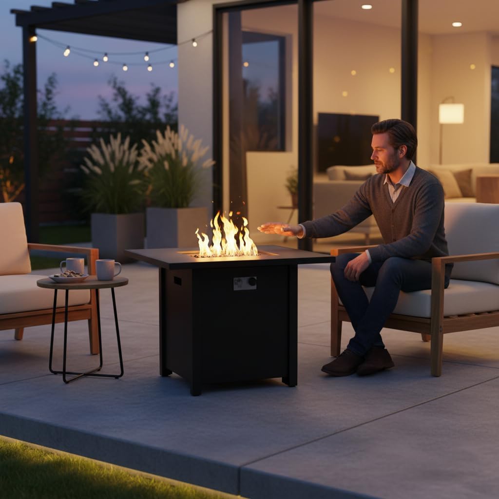 GOWE Outdoor Fire Pit for Outdoor Home Garden Backyard Fireplace (30 Inch Steel Black Color)