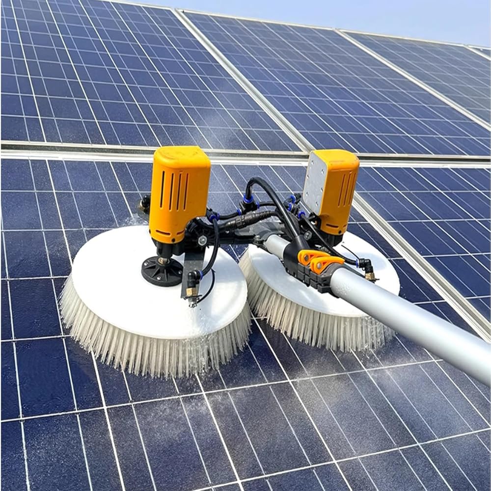 Telescopic Water Solar Panel Cleaning Brush w/Adjustable Brush Head, Electric Pool Cleaning Brush, Fed Solar Panel Cleaning Kit, for Cleaning Cars Trucks Vans Swimming Pool Billboard(18.04