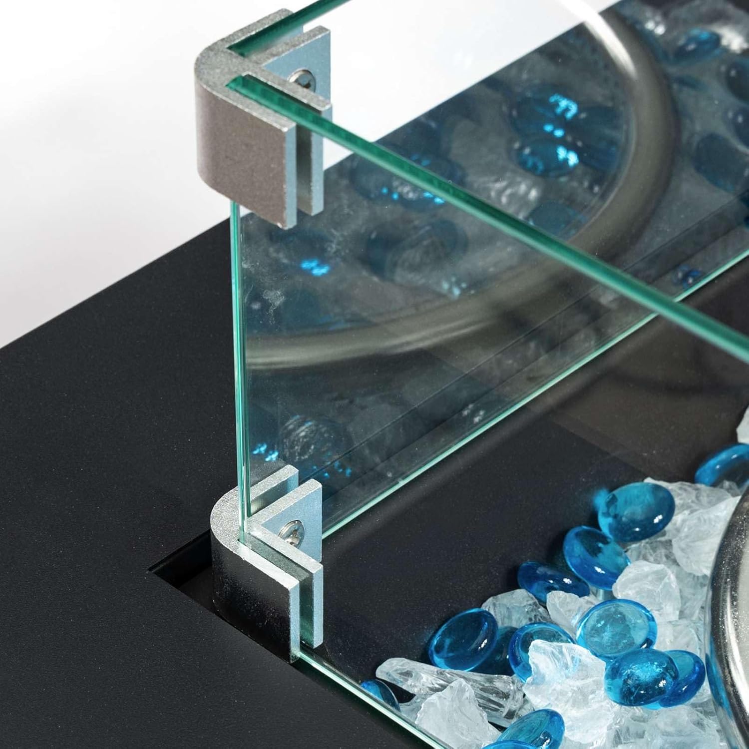 40000BTU Outdoor Wicker Fire Pit Column with Glass Wind Guard - Propane Gas Fire Pit Table for Patio and Garden Decor - Includes Rain Cover and Lid