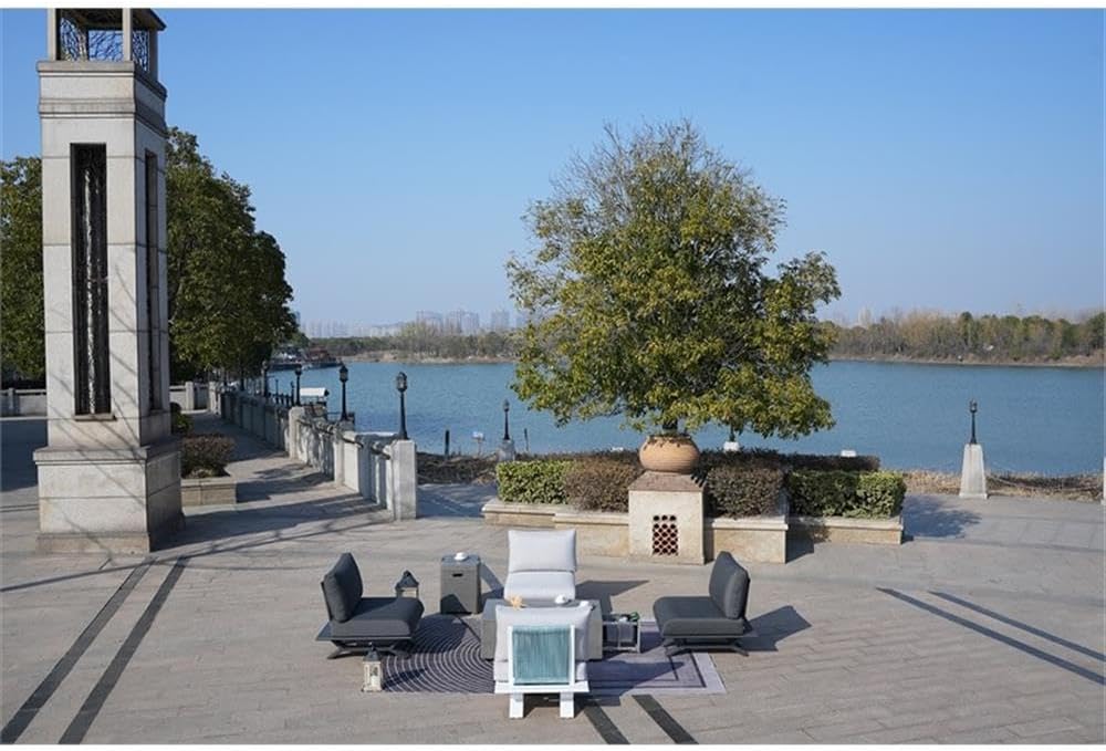 Direct Wicker Mixed Colors Aluminum 4-Person Outdoor Seating Group with Cushions and Firepit