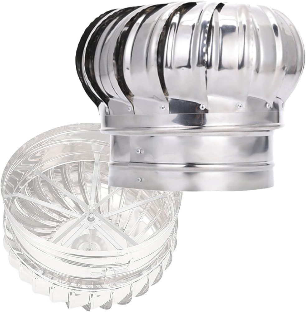 Chimney Rotating Ventilator Cap No Power Roof Wind Turbines 304 Stainless Steel Zero Consumption Rotating Attic Fan 3.9-19.7inch