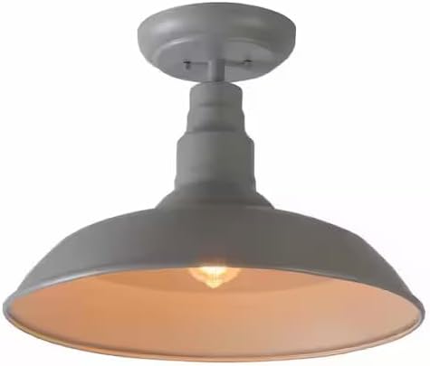 Ceybo Light Grey Semi Flush Ceiling Light Fixture — Indoor/Outdoor Barn‑Style Semi Flush Mount