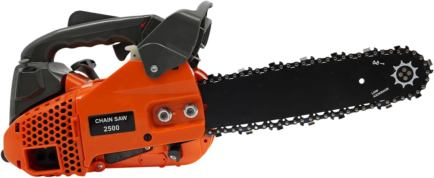 12 Inch 1.22Hp Gas Chainsaw, 25CC 900W Gasoline Powered Chain Saw, 2-Stroke Handheld Cordless Petrol Chainsaws for Use Cutting Wood Outdoor Home Farm Garden