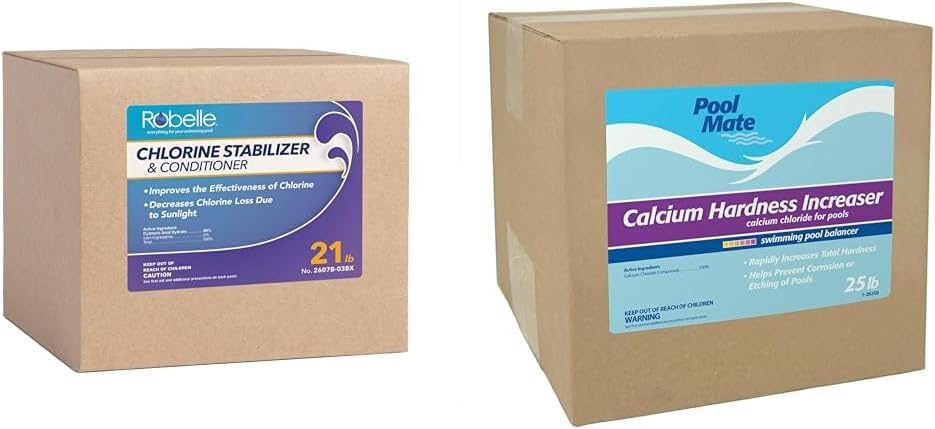 Robelle 2607B-03 Pool Stabilizer and Pool Mate 1-2825B Calcium Hardness Increaser for Pools