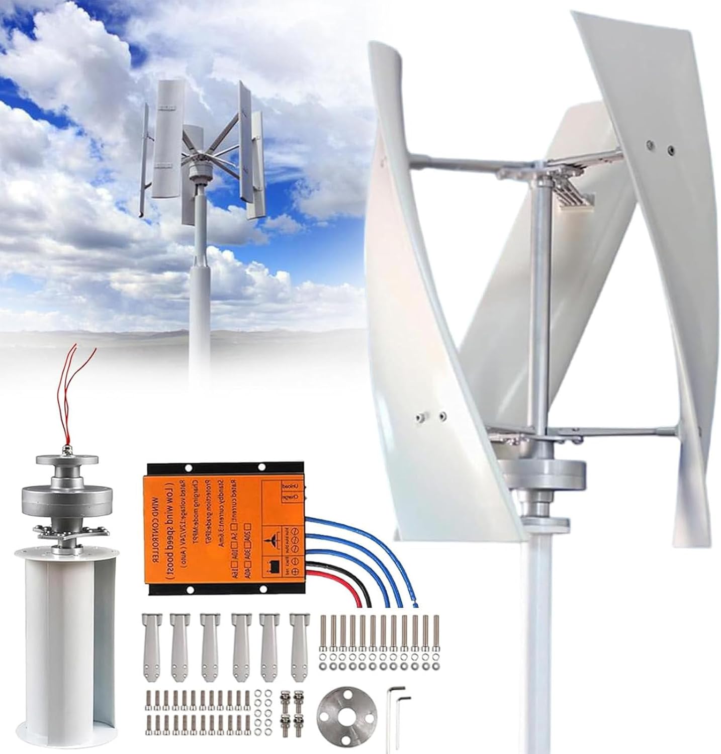 10000W Wind Turbine,3-Blade Wind Power Generator,Magnetic Levitation Wind Turbine with MPPT Controller,for Home, Boats, Street Lighting 12V