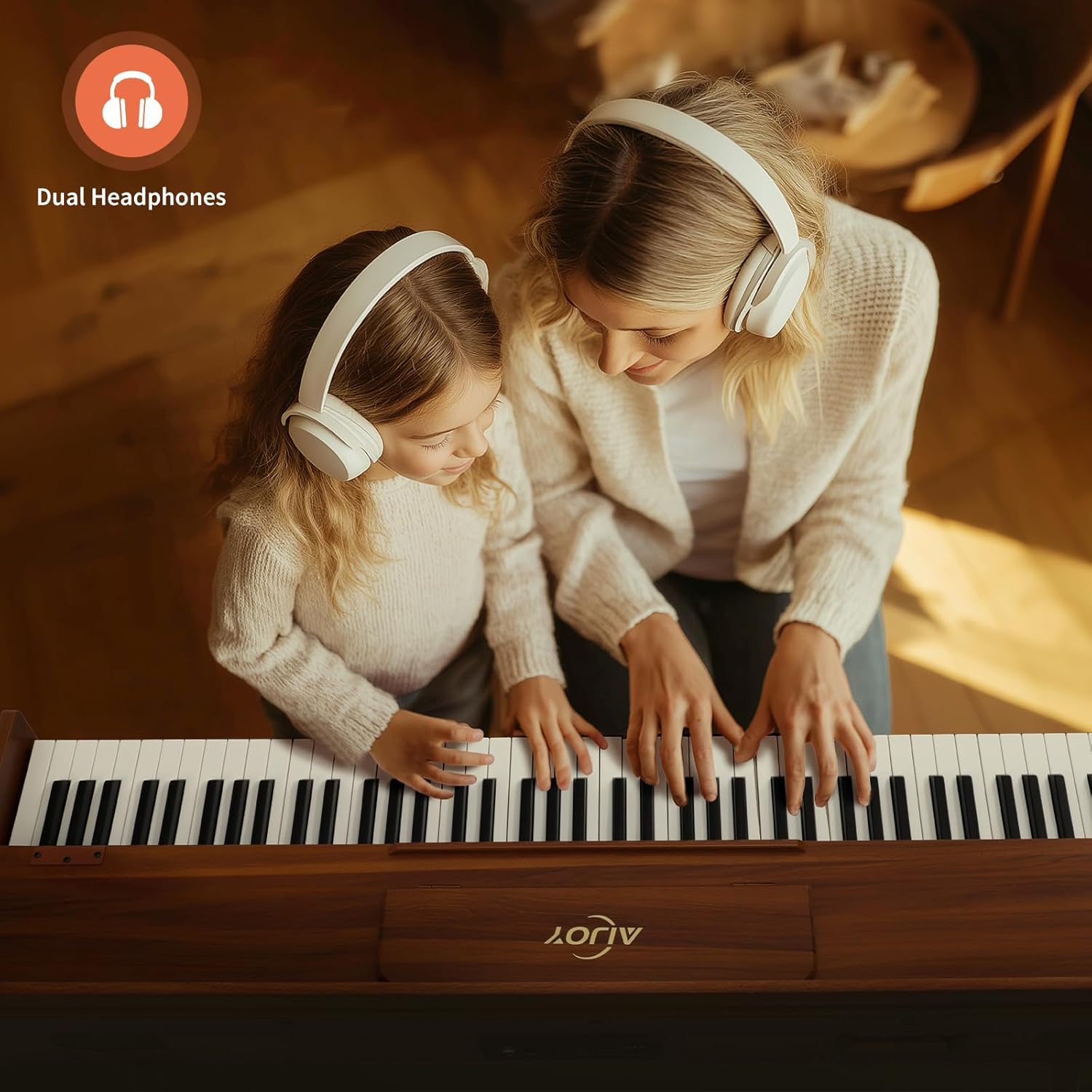 AiJoy 88-Key Digital Piano, Hammer-Action Weighted Keyboard with Triple Pedals, 20W Stereo Speakers, USB-MlDl & Dual Headphone Jacks, Full-Size Electric Piano for Beginners & Home, ADP-100