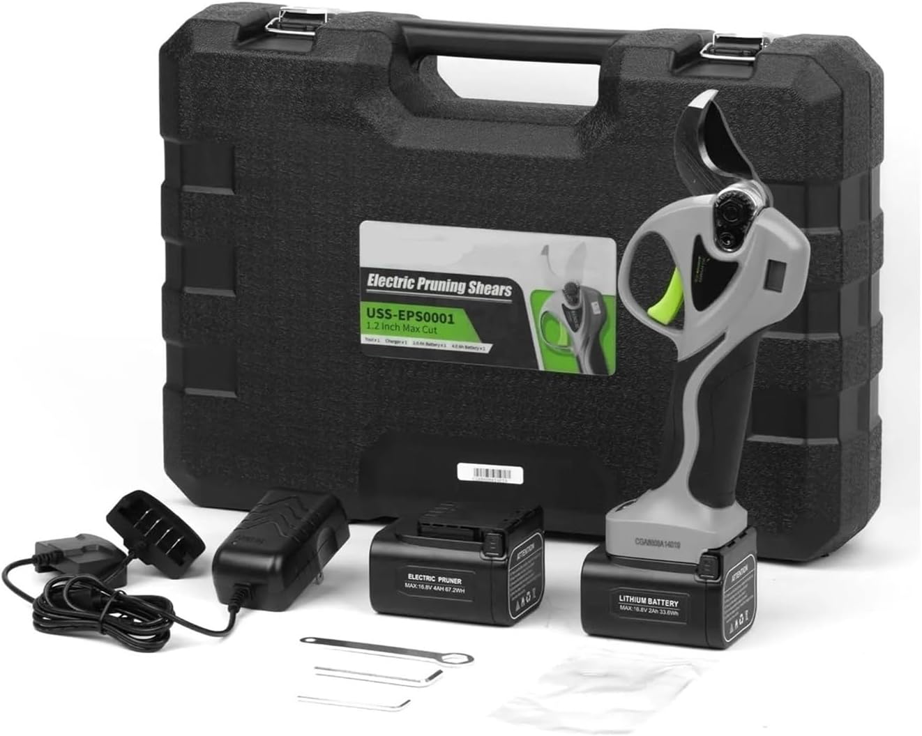 Cordless Electric Pruning Shear, 9-Hour Runtime 2 Lithium Batteries Digital Display Scissor Clipper Cutter, Max 1.2 Inch(32 mm)