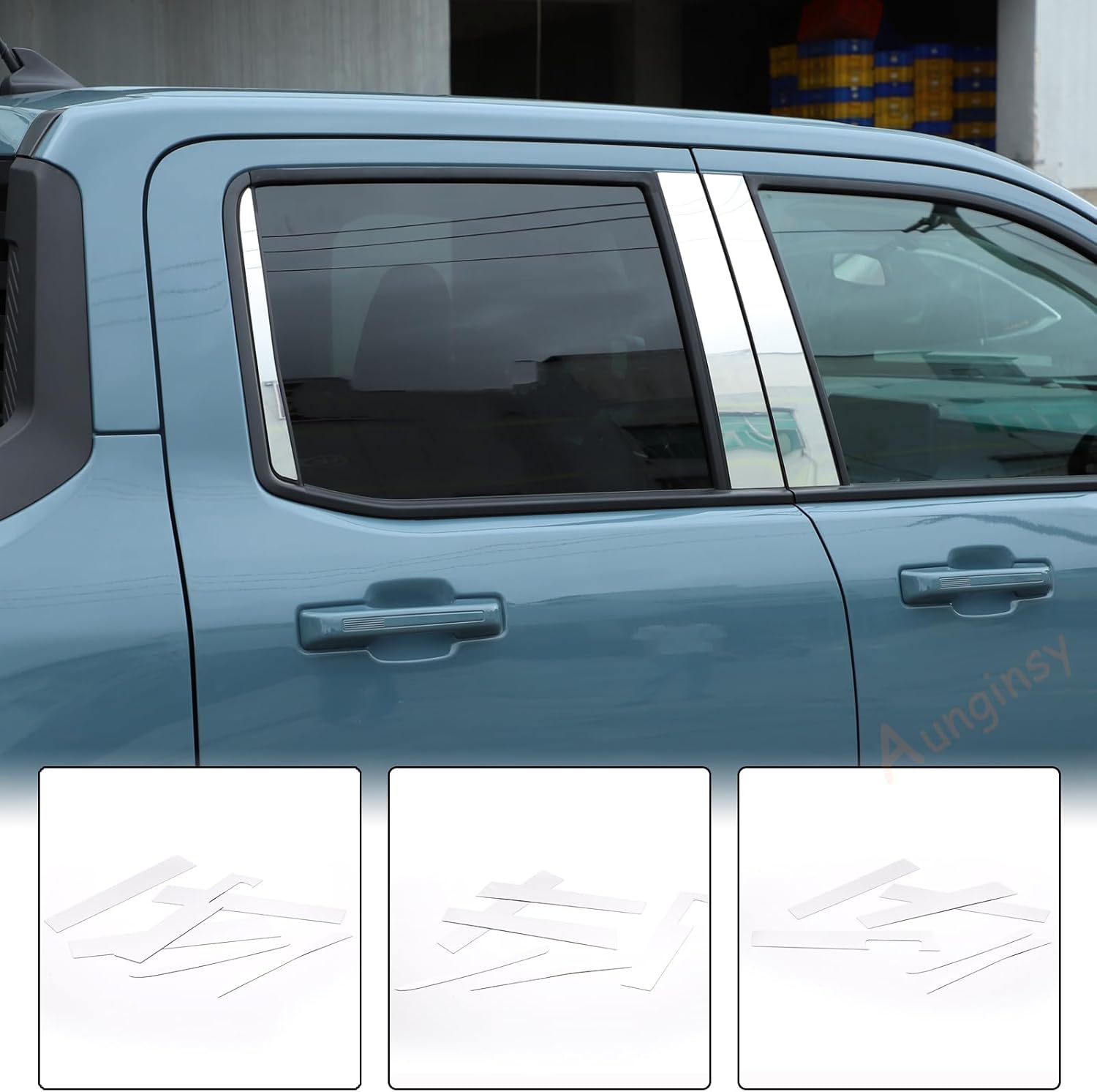 Car Door Window Centerpillar Molding Trim Cover Compatible with Ford Maverick 2022 2023 Car Exterior Side Door Window Center Pillar Post Molding Decorative Panel Protection Stainless Steel Accessories