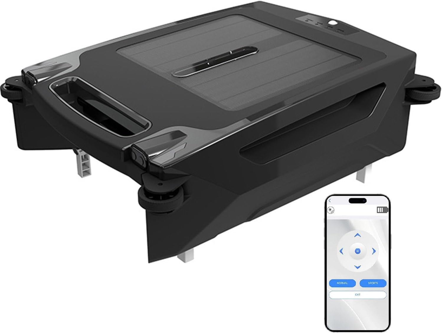 Solar Powered Automatic Robotic Pool Skimmer Cleaner, with Dual Charging Mode ＆ Smart Obstacle Avoidance, with APP Support, for Above Ground Pool